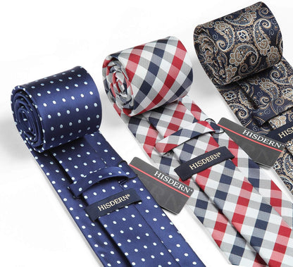 Mens Ties and Pocket Square Set Business Elegant Ties for Men Classic Lot 3 Pcs Wedding Party Neckties & Handkerchief